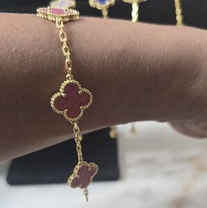 Elegant Pink and Gold Clover Bracelets